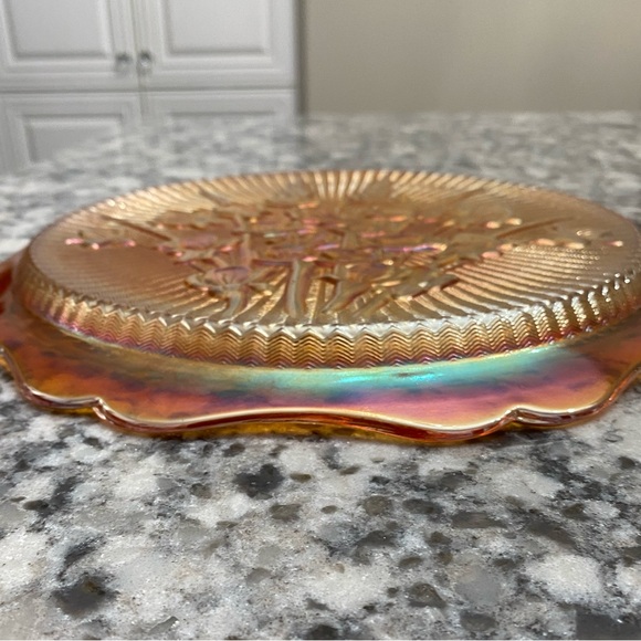 EUC BEAUTIFUL VINTAGE JEANETTE CARNIVAL GLASS SERVICE TRAY/PLATTER - Picture 7 of 11